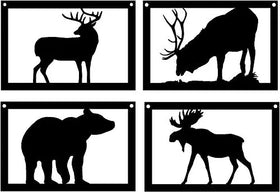 Wildlife Set: Bear, Moose, Deer, Elk: Version 2 - The Metal Peddler Wall Art Bear, dad, dad wildlife, Deer, Elk, Moose, not-dog, SALE, wall art, wall decor, Wildlife