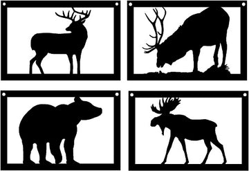Wildlife Set: Bear, Moose, Deer, Elk: Version 2 - The Metal Peddler Wall Art Bear, dad, dad wildlife, Deer, Elk, Moose, not-dog, SALE, wall art, wall decor, Wildlife