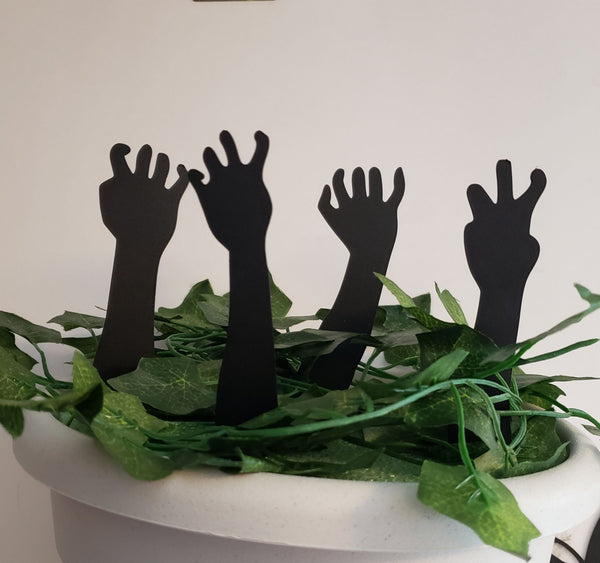 Set of 4 Zombie Arms pot stake. Halloween decor