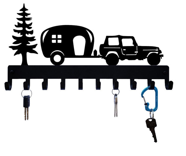 Off road and camper with Christmas tree XL Key Holder - The Metal Peddler Key Rack auto, automobile, key rack, transportation, vehicles