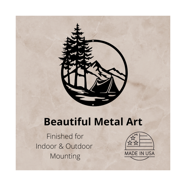 Camping in the Mountains - metal wall art - The Metal Peddler Wall Art mountain, mountains, outdoor life, wall art