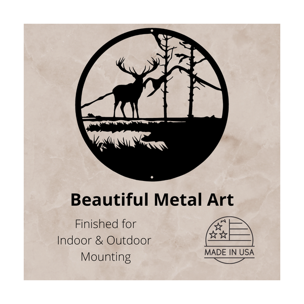 Elk in the Mountains - metal wall art - The Metal Peddler Wall Art elk, wall art, wall decor, wildlife