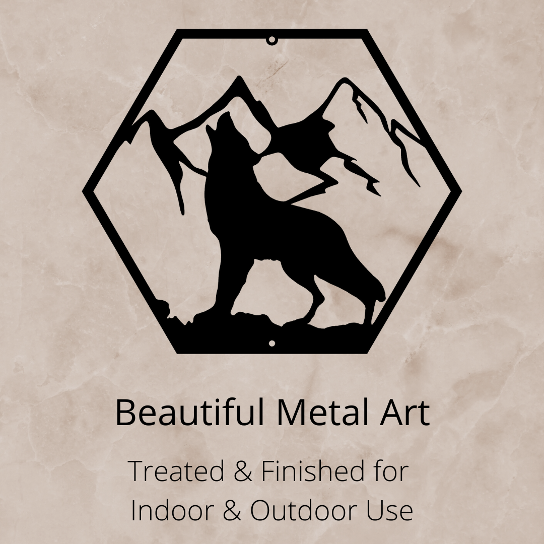 Howling Wolf Metal Wall Art - The Metal Peddler Wall Art wall art, wildlife, wolf