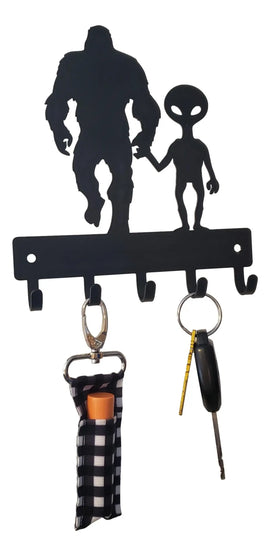 Alien & Bigfoot Sasquatch Key Rack - The Metal Peddler Key Rack alien, bigfoot, funny, key rack, sasquatch, yeti