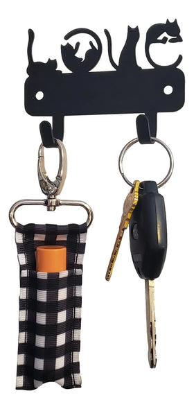 Love Cats Mini Key Rack with 2 hooks - The Metal Peddler Key Rack Cat, key rack, mini KR, not-Dog