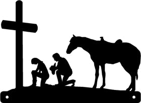 Cowboy & Cowgirl at the Cross - Art - The Metal Peddler  cowboy, cowgirl, cross, horse, western