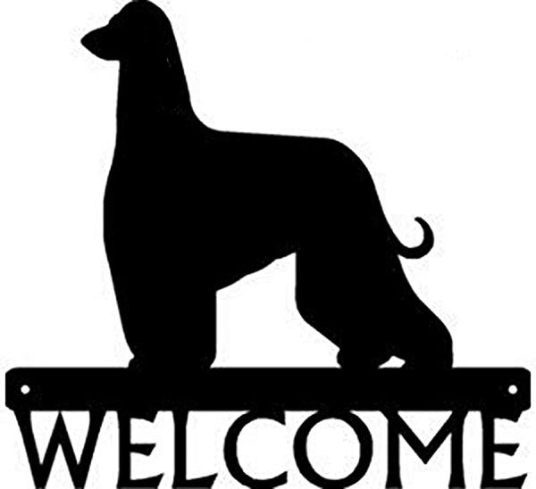 Afghan Hound Dog Welcome Sign or Custom Name - The Metal Peddler Welcome Signs Afghan Hound, breed, Breed A, Dog, Personalized Signs, personalizetext, porch, welcome sign