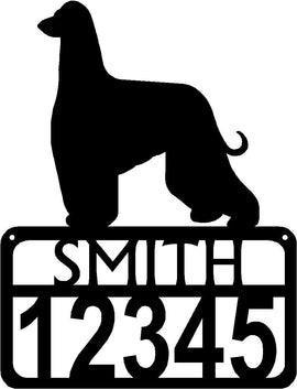 Personalized Dog Sign with Name & house numbers: Afghan Hound - The Metal Peddler Welcome Signs Address Sign, Afghan Hound, breed, dog, House sign, Personalized Signs, personalizetext, porch