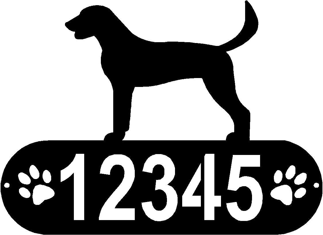 American Foxhound Dog PAWS House Address Sign - The Metal Peddler Address Signs address sign, American Foxhound, breed, Breed A, Dog, Dog Signs, Name plaque, Personalized Signs, personalizetext