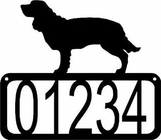 American Water Spaniel Dog House Address Sign - The Metal Peddler Address Signs address sign, American Water Spaniel, breed, Breed A, Dog, House sign, Personalized Signs, personalizetext, porch