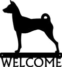 Basenji Dog Welcome Sign or Custom Name - The Metal Peddler Welcome Signs Basenji, breed, Breed B, Dog, Dog Signs, Personalized Signs, personalizetext, porch, Welcome sign