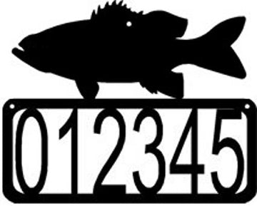 Bass Fish on open rectangle with numbers inside -House Address Sign - The Metal Peddler Address Signs Address sign, bass, Fish, House sign, Personalized Signs, personalizetext, porch