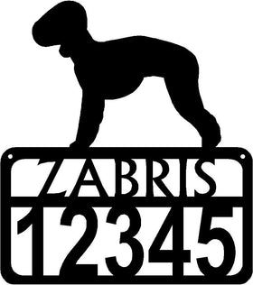 Personalized Dog Sign with Name & house numbers: Bedlington Terrier - The Metal Peddler Welcome Signs Address Sign, Bedlington Terrier, breed, Dog, House sign, Personalized Signs, personalizetext, porch