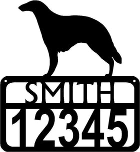 Personalized Dog Sign with Name & house numbers: Borzoi - The Metal Peddler Welcome Signs Address Sign, Borzoi, breed, Dog, House sign, Personalized Signs, personalizetext, porch