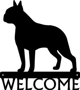Boston Terrier Dog Welcome Sign or Custom Name - The Metal Peddler Welcome Signs breed, Breed A, Dog, Personalized Signs, personalizetext, porch, Welcome sign