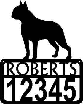 Personalized Dog Sign with Name & house numbers: Boston Terrier - The Metal Peddler Welcome Signs Address Sign, Boston Terrier, breed, Dog, House sign, Personalized Signs, personalizetext, porch