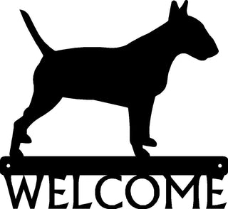 Bull Terrier Dog Welcome Sign or Custom Name - The Metal Peddler Welcome Signs breed, Breed A, Bull Terrier, Dog, Personalized Signs, personalizetext, porch, welcome sign