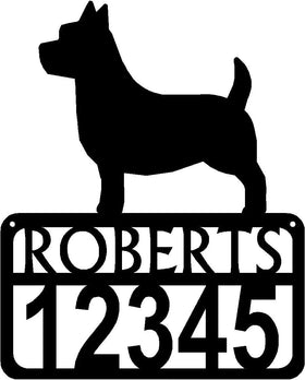 Personalized Dog Sign with Name & house numbers: Cairn Terrier - The Metal Peddler Welcome Signs Address Sign, breed, Cairn Terrier, Dog, House sign, Personalized Signs, personalizetext, porch