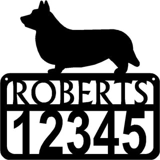 Personalized Dog Sign with Name & house numbers: Cardigan Welsh Corgi - The Metal Peddler Welcome Signs Address Sign, breed, Cardigan Welsh Corgi, dog, House sign, Personalized Signs, personalizetext, porch