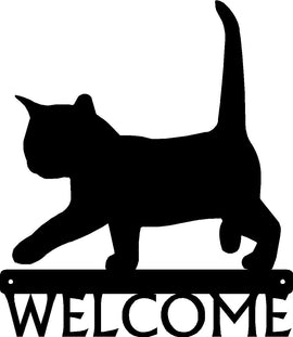Cat walking Tail straight up- Welcome Sign - The Metal Peddler Welcome Signs cat, cat 02, porch, Welcome sign