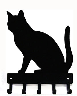 Cat Sitting Key Rack with 5 hooks - The Metal Peddler Key Rack Cat, key rack