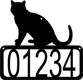 Cat sitting on open rectangle with numbers inside - House Address Sign - The Metal Peddler Address Signs Address sign, cat, House sign, Personalized Signs, personalizetext, porch