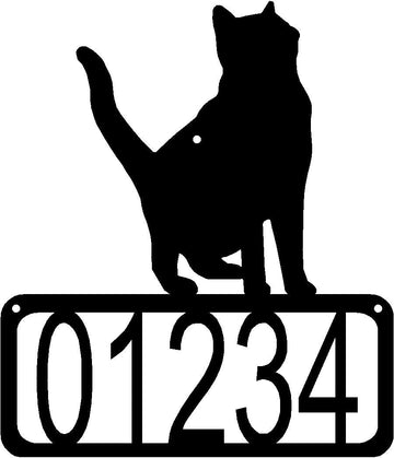 Cat sitting and looking up on open rectangle with numbers inside House Address Sign - The Metal Peddler Address Signs Address sign, cat, House sign, Personalized Signs, personalizetext, porch