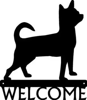 Chihuahua Dog Welcome Sign - The Metal Peddler Welcome Signs breed, chihuahua, Dog, porch, Welcome sign