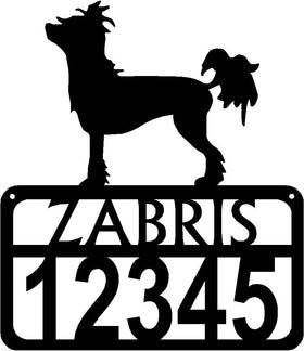Personalized Dog Sign with Name & house numbers: Chinese Crested - The Metal Peddler Welcome Signs Address Sign, breed, Chinese Crested, Dog, House sign, Personalized Signs, personalizetext, porch