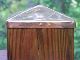 (4-1/8 x 6-1/8) Full 4x6 Copper Pyramid Fence post cap - The Metal Peddler Fence post caps 4x6, copper fence caps