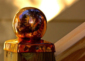 (3-5/8 inch) Nominal 4x4 Copper BALL Fence post cap - The Metal Peddler Fence post caps 4x4, copper fence caps, Fence post caps