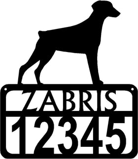Personalized Dog Sign with Name & house numbers: Doberman - The Metal Peddler Welcome Signs Address Sign, breed, Doberman, Dog, House sign, Personalized Signs, personalizetext, porch