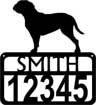 Personalized Dog Sign with Name & house numbers: Doque de Bordeaux - The Metal Peddler Welcome Signs Address Sign, breed, dog, Doque de Bordeaux, House sign, Personalized Signs, personalizetext, porch