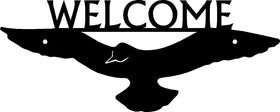 Dove flying with "Welcome" above wings- Welcome Sign - The Metal Peddler Welcome Signs bird, Dove, porch, Welcome sign