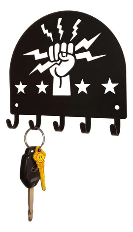 Electrician Key Rack with 5 Hooks and a Key Hanging from It- The Metal Peddler Key Rack construction, dad, dad trade, key rack, occupations, trades