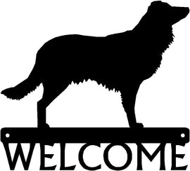 English Shepherd Dog Welcome Sign - The Metal Peddler Welcome Signs breed, Dog, English Shepherd, porch, Welcome sign