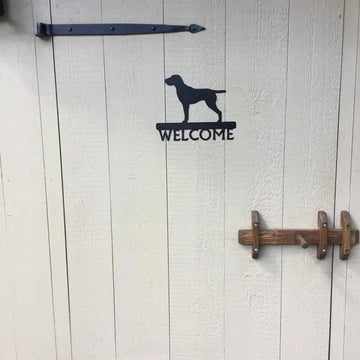 GSP Dog Welcome Sign or Custom Name - The Metal Peddler Welcome Signs breed, Breed G, Dog, German Shorthaired Pointer, German Shorthaired Pointer. GSP, GSP, Name plaque, personalized, personalized dance, Personalized Signs, personalizetext, porch, Welcome sign