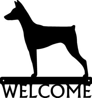 German Pinscher Dog Welcome Sign - The Metal Peddler Welcome Signs breed, Dog, German Pinscher, porch, welcome sign