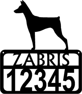 Personalized Dog Sign with Name & house numbers: German Pinscher - The Metal Peddler Welcome Signs Address Sign, breed, Dog, German Pinscher, House sign, Personalized Signs, personalizetext, porch