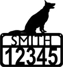 Personalized Dog Sign with Name & house numbers: German Shepherd (Sitting) - The Metal Peddler Welcome Signs Address Sign, breed, dog, German Shepherd (Sitting), House sign, Personalized Signs, personalizetext, porch