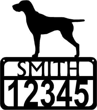 Personalized Dog Sign with Name & house numbers: German Shorthair Pointer - The Metal Peddler Welcome Signs Address Sign, breed, dog, German Shorthair Pointer, House sign, Personalized Signs, personalizetext, porch