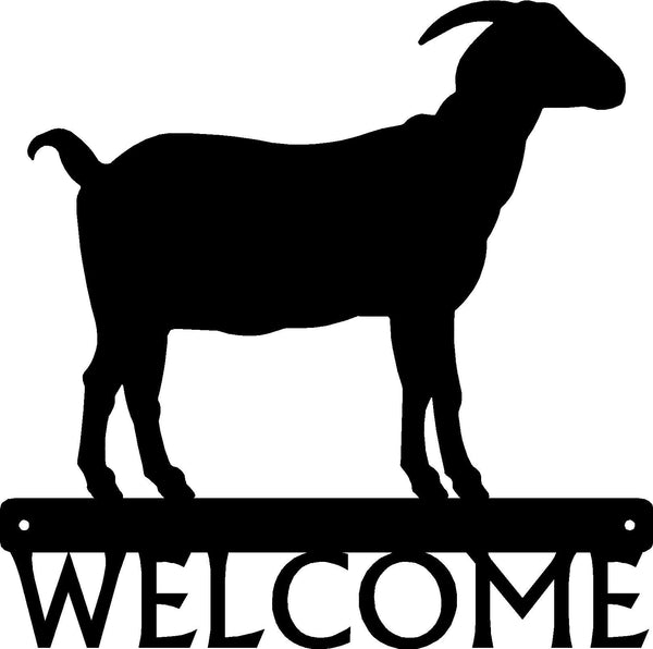 Horned Goat #01 Welcome Sign - The Metal Peddler Welcome Signs farm, goat, porch, ranch, welcome sign
