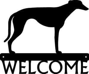 Greyhound Dog Welcome Sign - The Metal Peddler Welcome Signs breed, Dog, Greyhound, porch, welcome sign