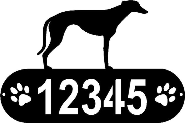 Greyhound PAWS House Address Sign or Name Plaque - The Metal Peddler Address Signs address sign, breed, Dog, Dog Signs, Greyhound, Name plaque, Personalized Signs, personalizetext