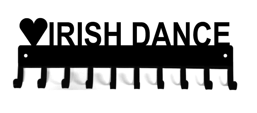 Heart Irish Dance - Medal Rack Display - The Metal Peddler  dance, irish dance, medal rack, sport hooks, words