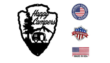 Happy Campers Wall Art - The Metal Peddler Decorative Plaques camp, dad, nature, not-Dog, outdoor life, wall art
