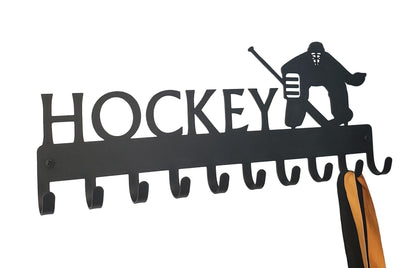 Ice Hockey Goalie - Medal Rack Display - The Metal Peddler Medal Holders hockey, Medal Hanger, medal rack, sport hooks, sports