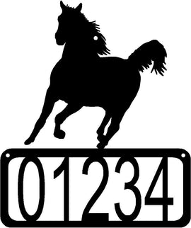 Running Horse on Numbers in a rectangle- House Address Sign - The Metal Peddler Address Signs Address sign, Horse, House sign, Personalized Signs, personalizetext, porch