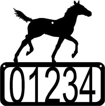 Horse/Colt on top of numbers in rectangle- House Address Sign - The Metal Peddler Address Signs Address sign, Horse, House sign, Personalized Signs, personalizetext, porch
