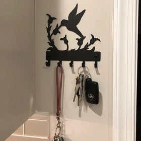 Hummingbird #02 at Wildflower - Key Rack - The Metal Peddler Key Rack bird, flowers, hummingbird, key rack, not-Dog, wildlife